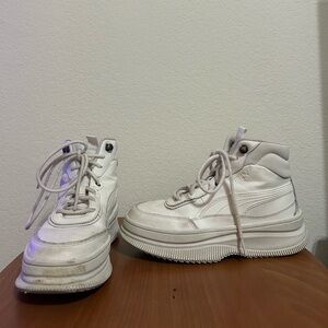 Puma Womens Mayra Puretex Waterproof Leather Boot Sneaker Size 6.5 Ivory Lace Up